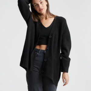 Quince Mongolian Cashmere Oversized Boyfriend Cardigan Sweater